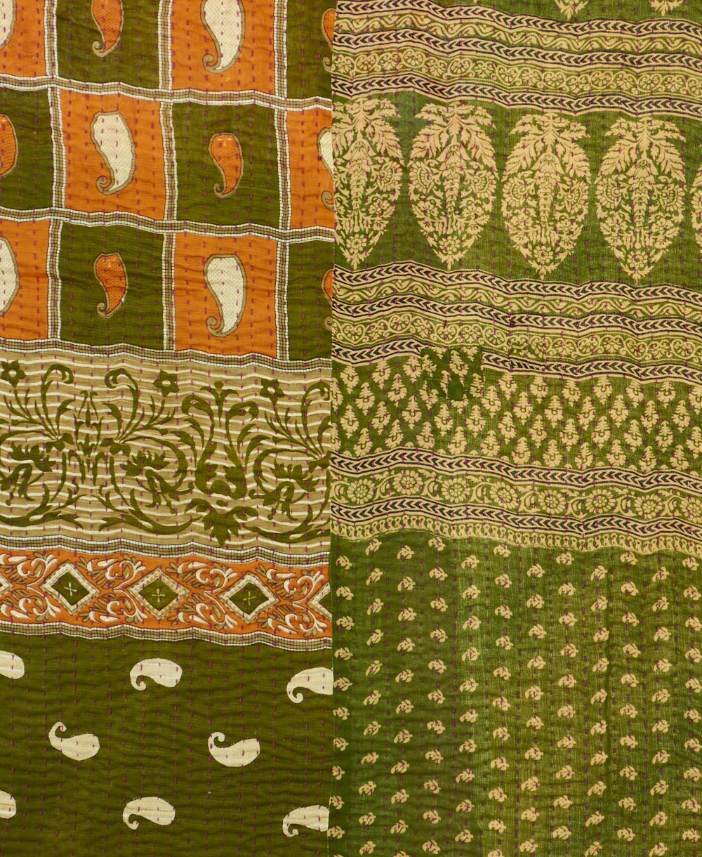 Kantha quilt throw made of recycled vintage saris