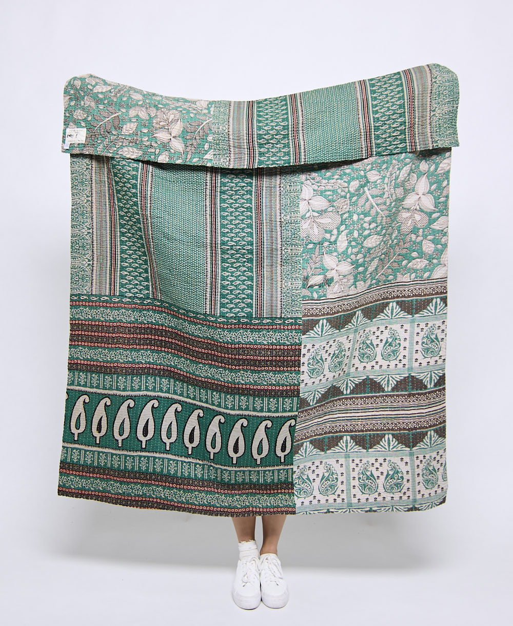 Artisan made kantha quilt throw  