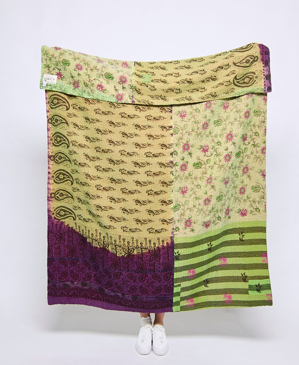 Artisan made kantha quilt throw  