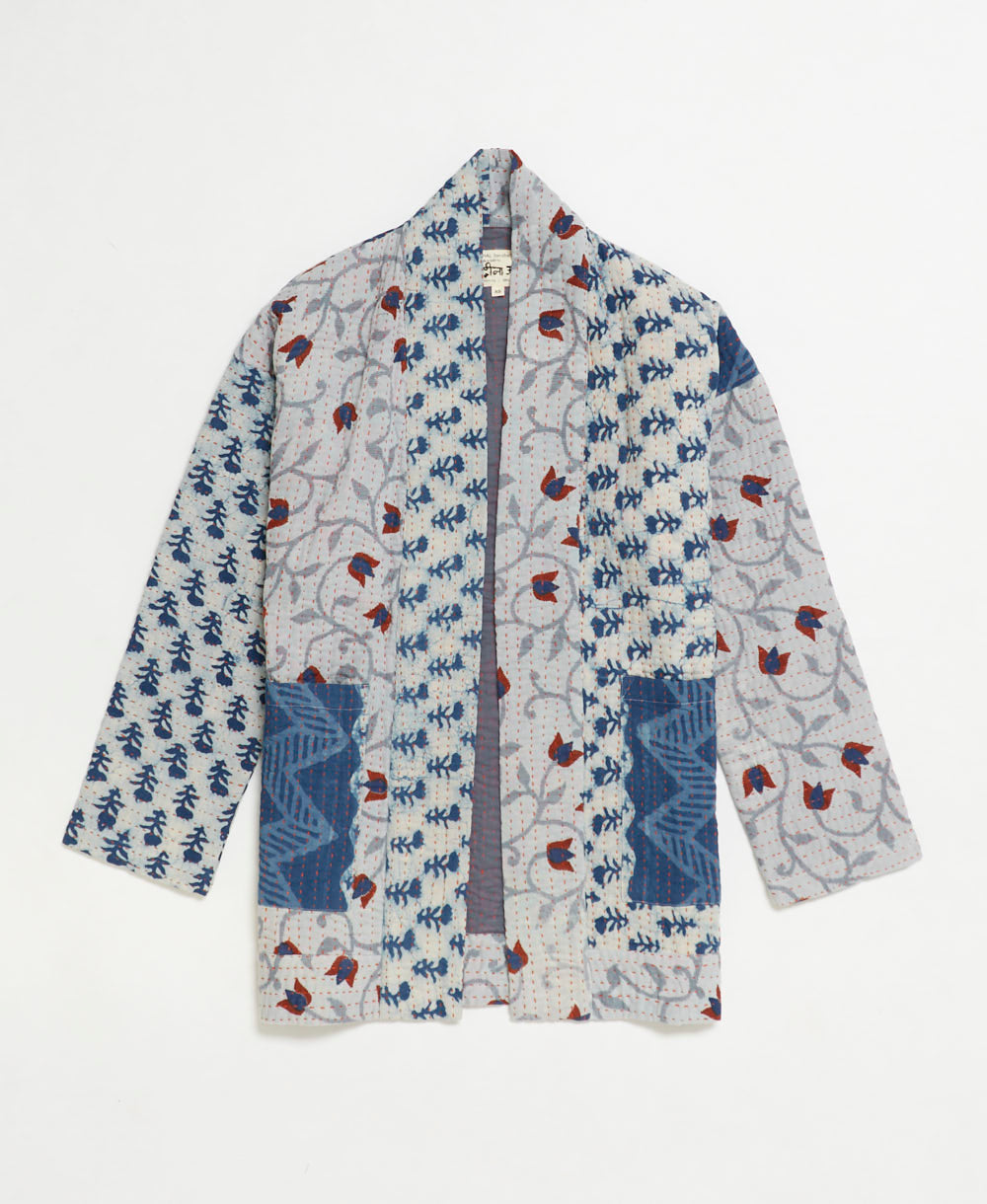 handmade open front cocoon quilted jacket