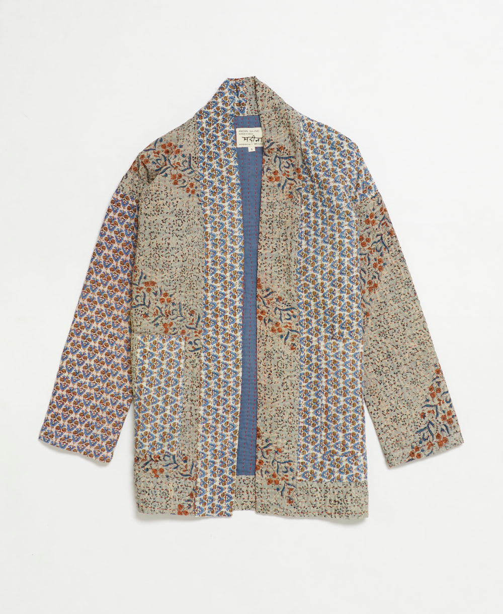 handmade open front cocoon quilted jacket