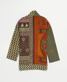 open front quilted jacket made from upcycled saris by artisans in India