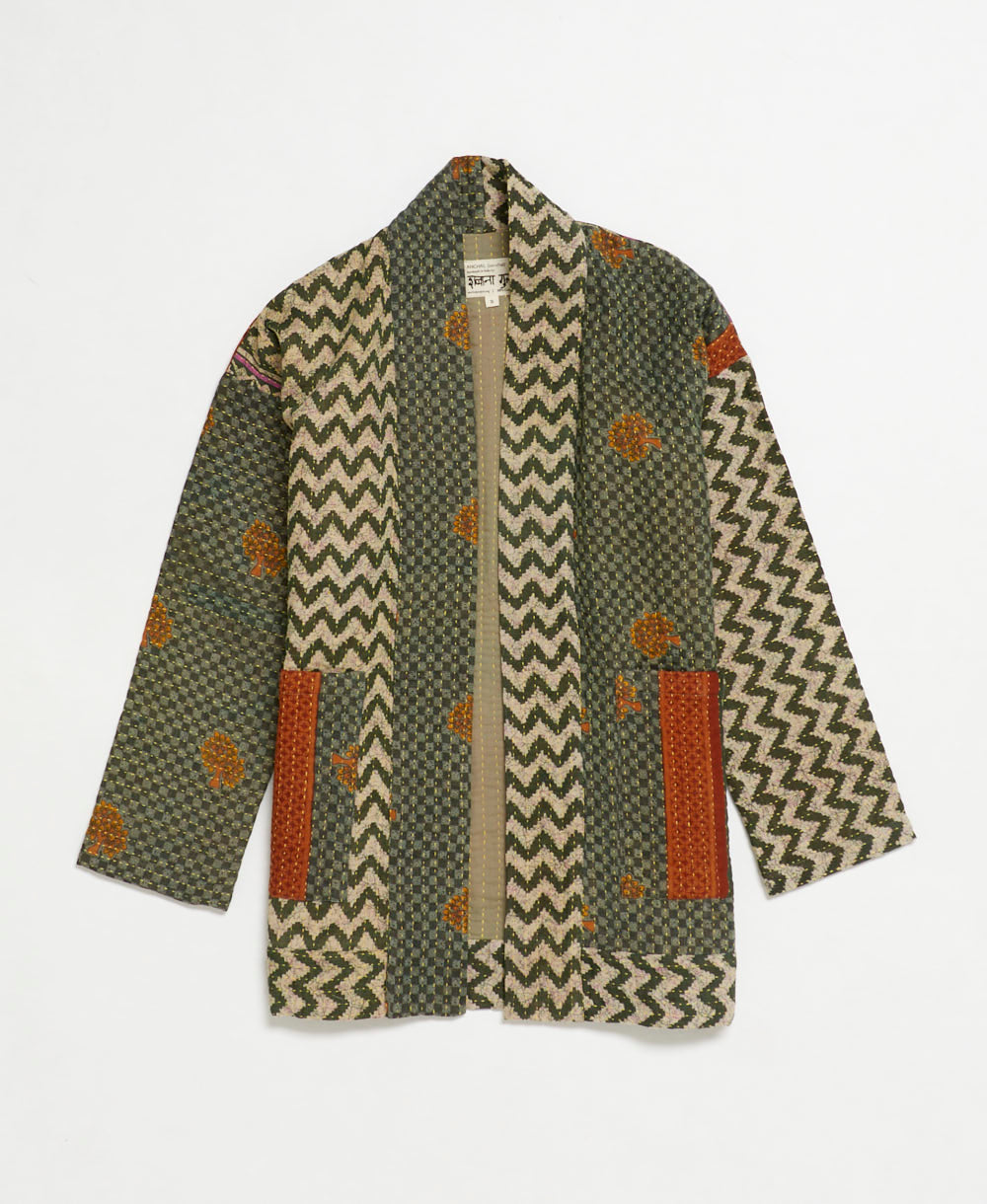 handmade open front cocoon quilted jacket