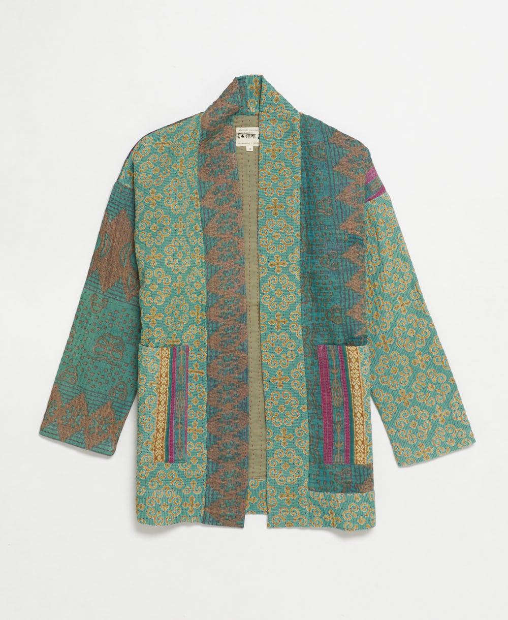 handmade open front cocoon quilted jacket