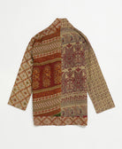 open front quilted jacket made from upcycled saris by artisans in India