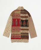 open front quilted jacket made from upcycled saris by artisans in India