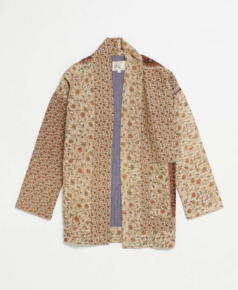 handmade open front cocoon quilted jacket