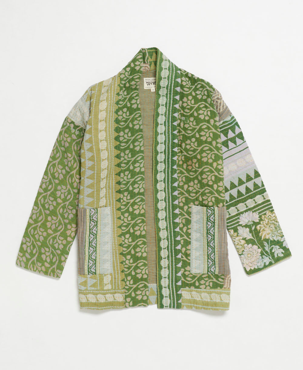 handmade open front cocoon quilted jacket