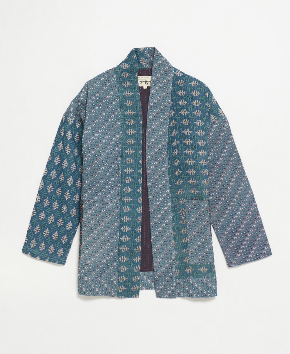 handmade open front cocoon quilted jacket