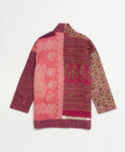 open front quilted jacket made from upcycled saris by artisans in India