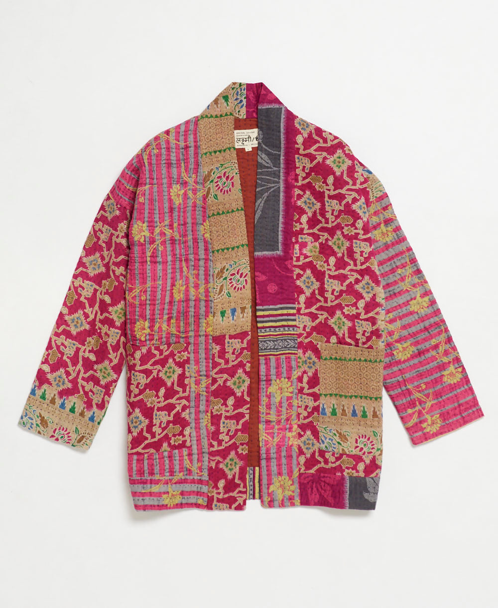 handmade open front cocoon quilted jacket