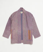 open front purple cardigan jacket handmade in India from upcycled vintage cotton