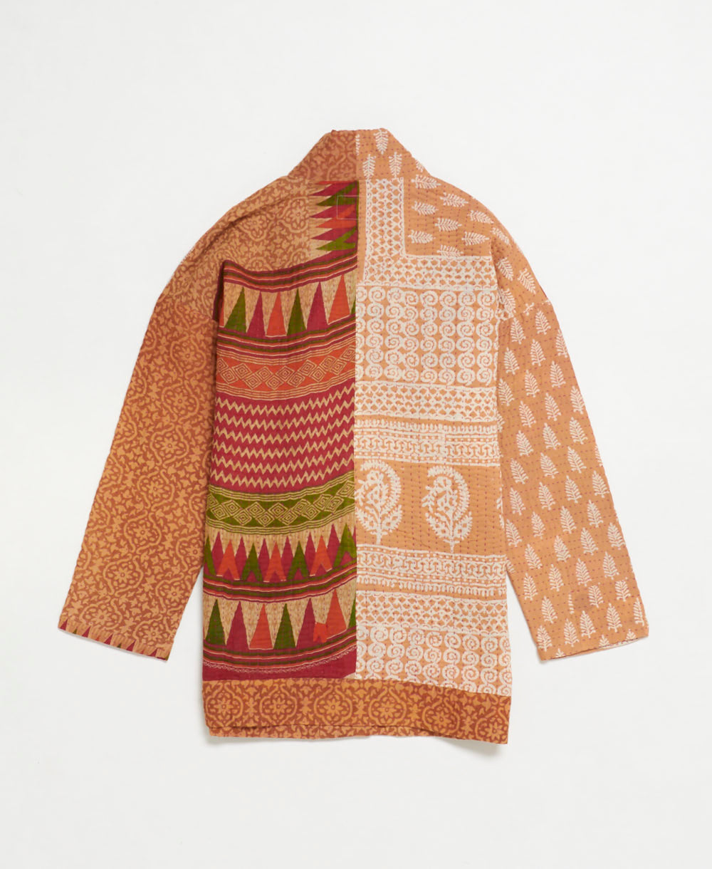 handmade open front cocoon quilted jacket