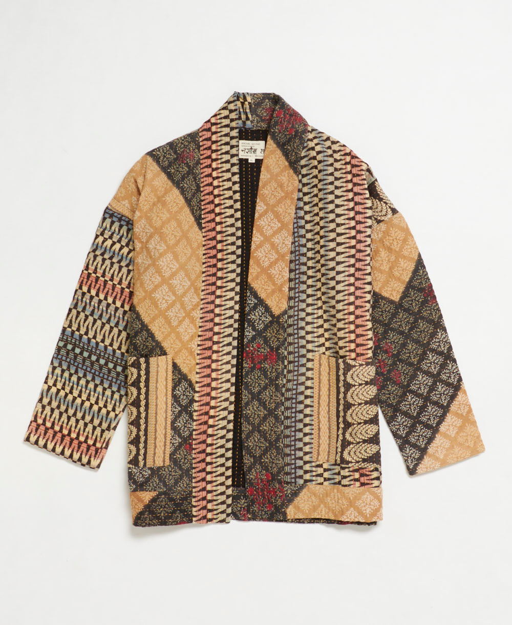 handmade open front cocoon quilted jacket