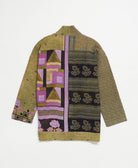 open front quilted jacket made from upcycled saris by artisans in India