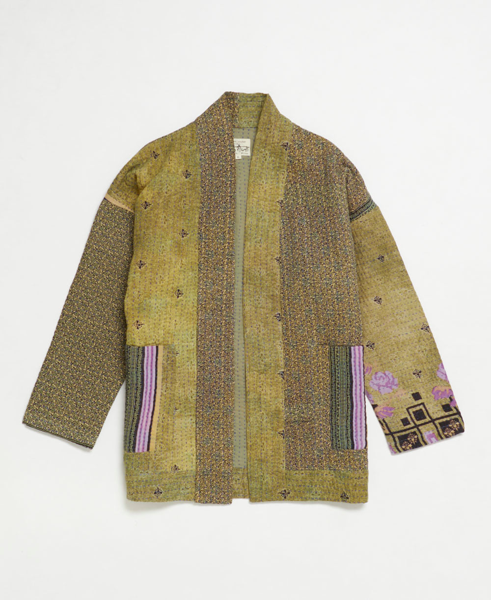 handmade open front cocoon quilted jacket