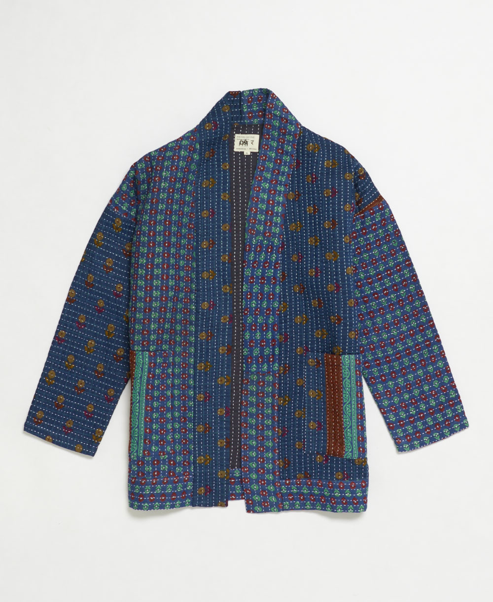 handmade open front cocoon quilted jacket