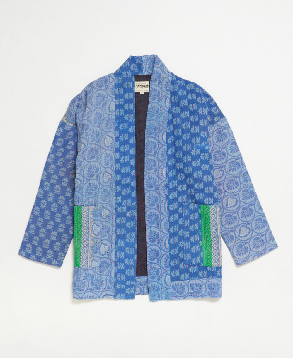 handmade open front cocoon quilted jacket