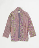 open front quilted jacket made from upcycled saris by artisans in India