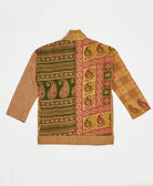 open front quilted jacket made from upcycled saris by artisans in India