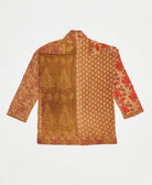 open front quilted jacket made from upcycled saris by artisans in India