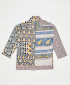 open front quilted jacket made from upcycled saris by artisans in India