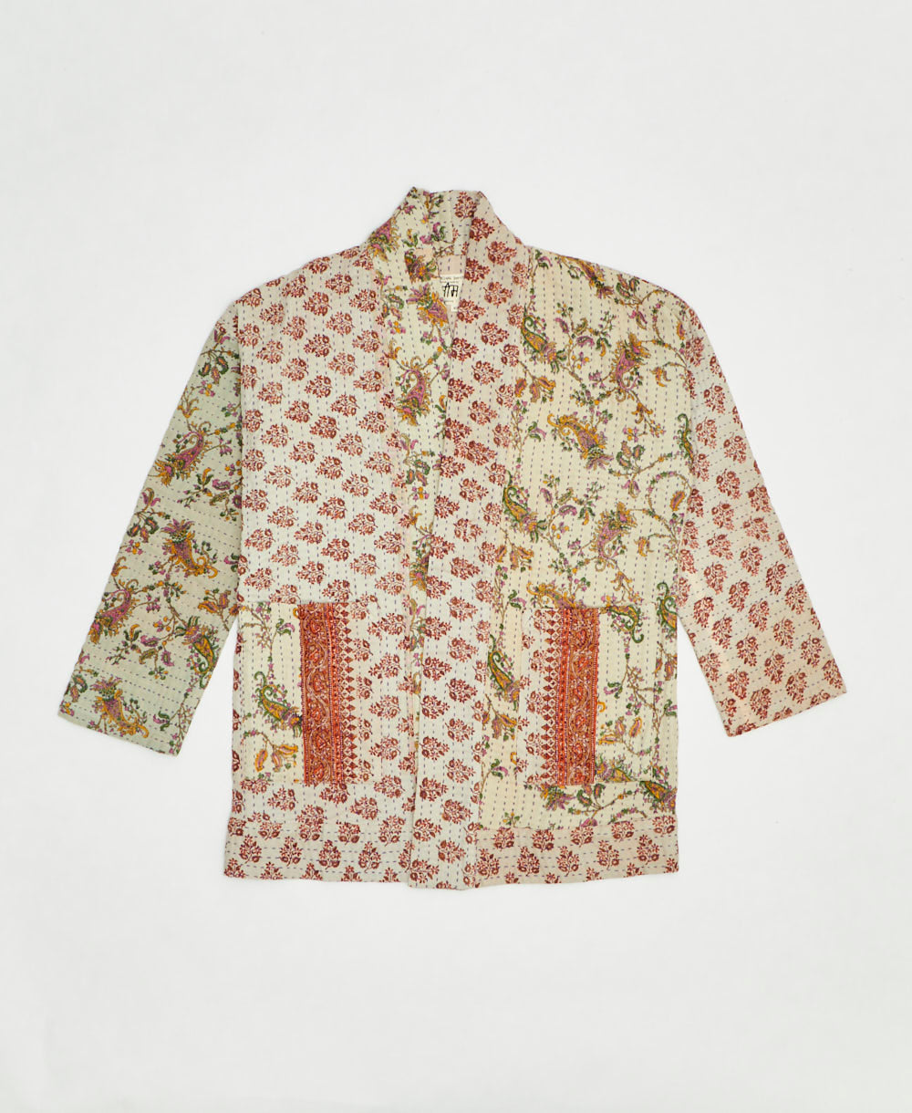 handmade open front cocoon quilted jacket