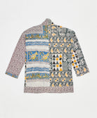 open front quilted jacket made from upcycled saris by artisans in India