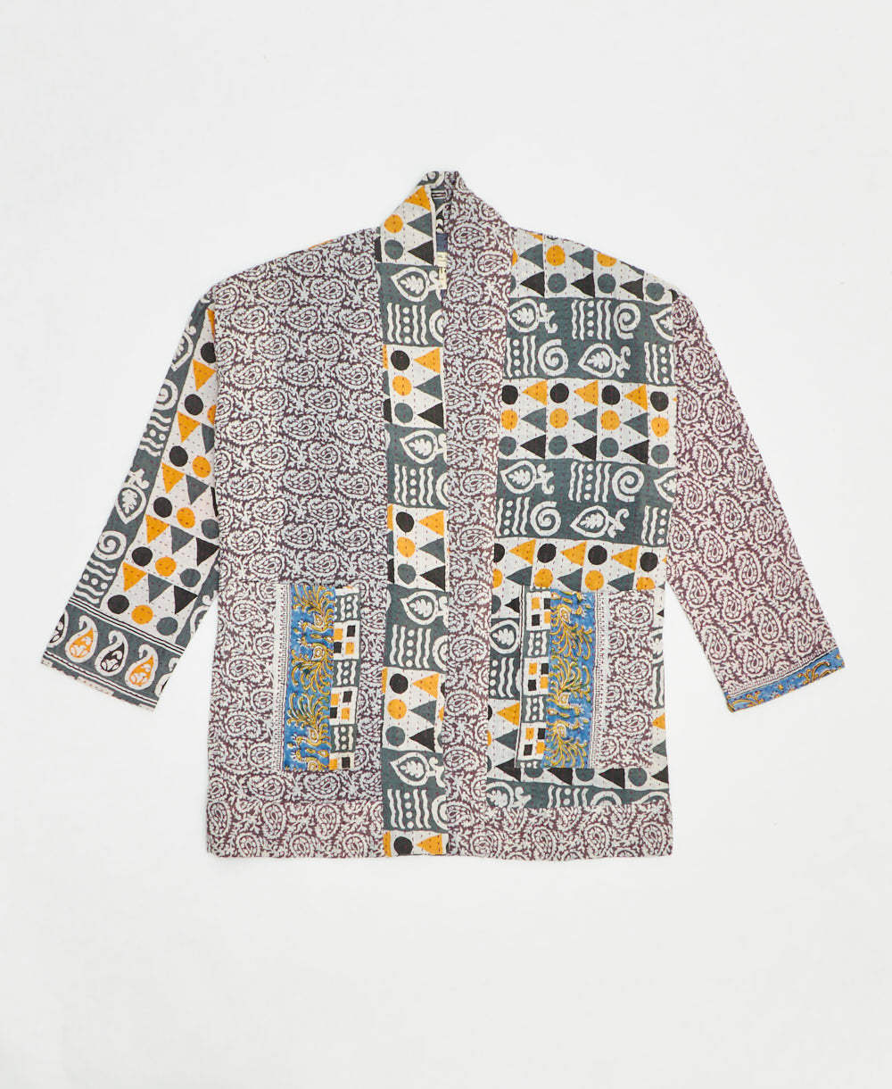 handmade open front cocoon quilted jacket