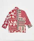 open front quilted jacket made from upcycled saris by artisans in India