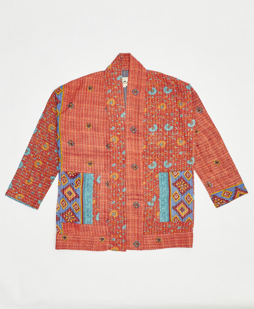 handmade open front cocoon quilted jacket