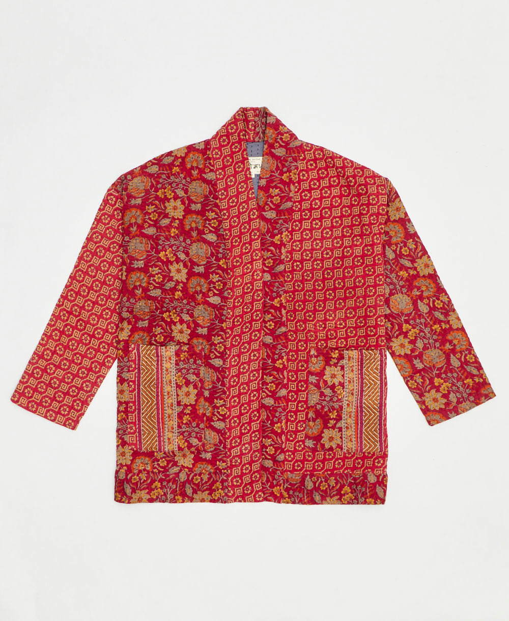 handmade open front cocoon quilted jacket