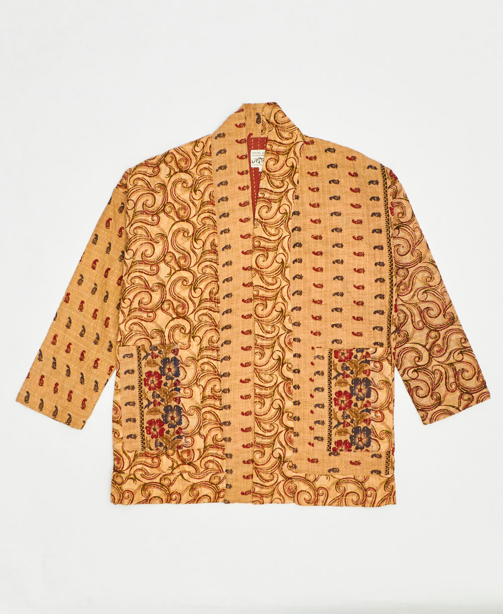 handmade open front cocoon quilted jacket
