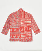 open front quilted jacket made from upcycled saris by artisans in India