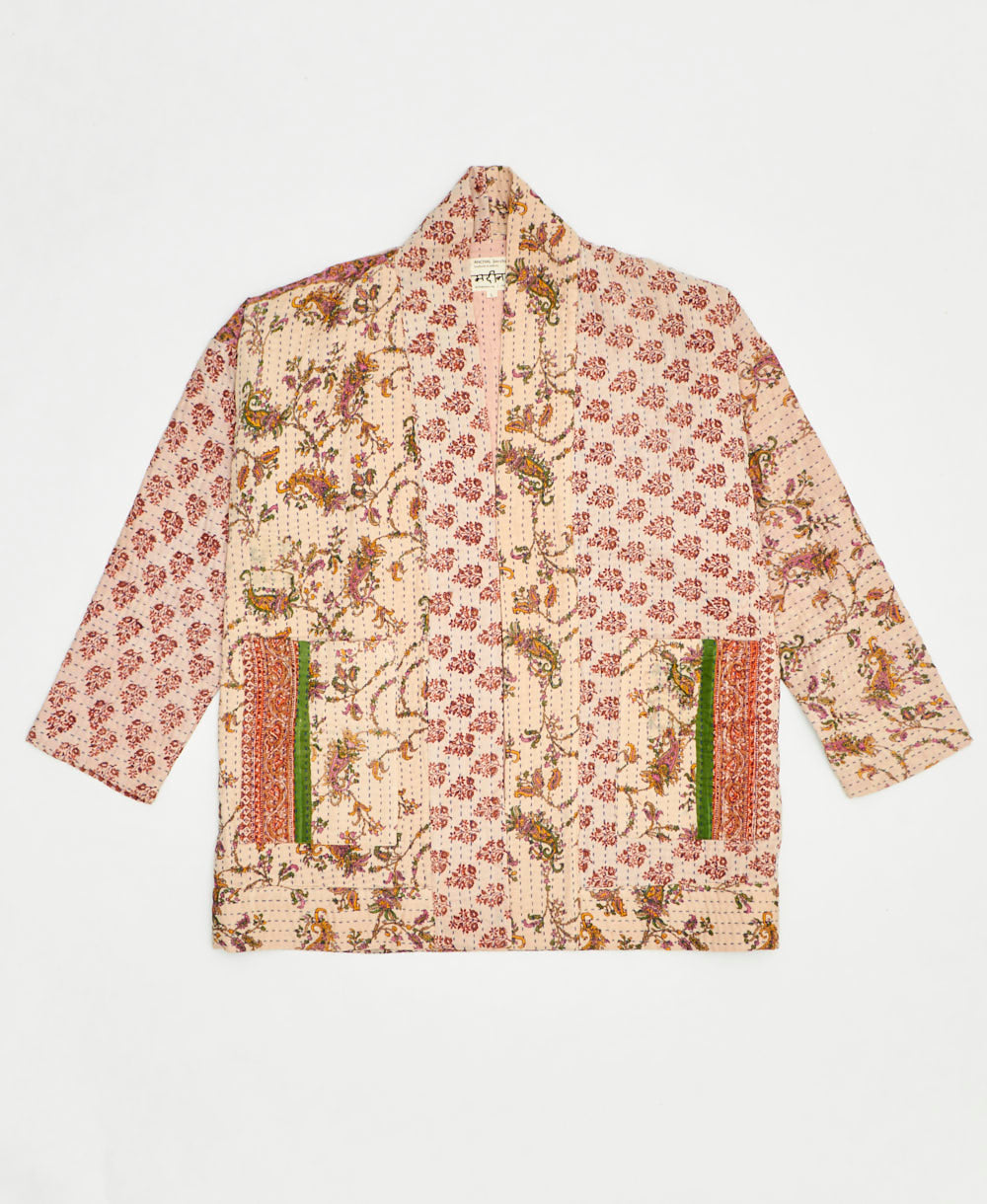 handmade open front cocoon quilted jacket