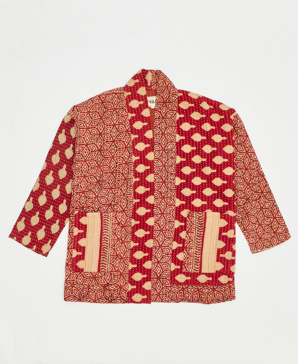 handmade open front cocoon quilted jacket