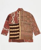 open front quilted jacket made from upcycled saris by artisans in India