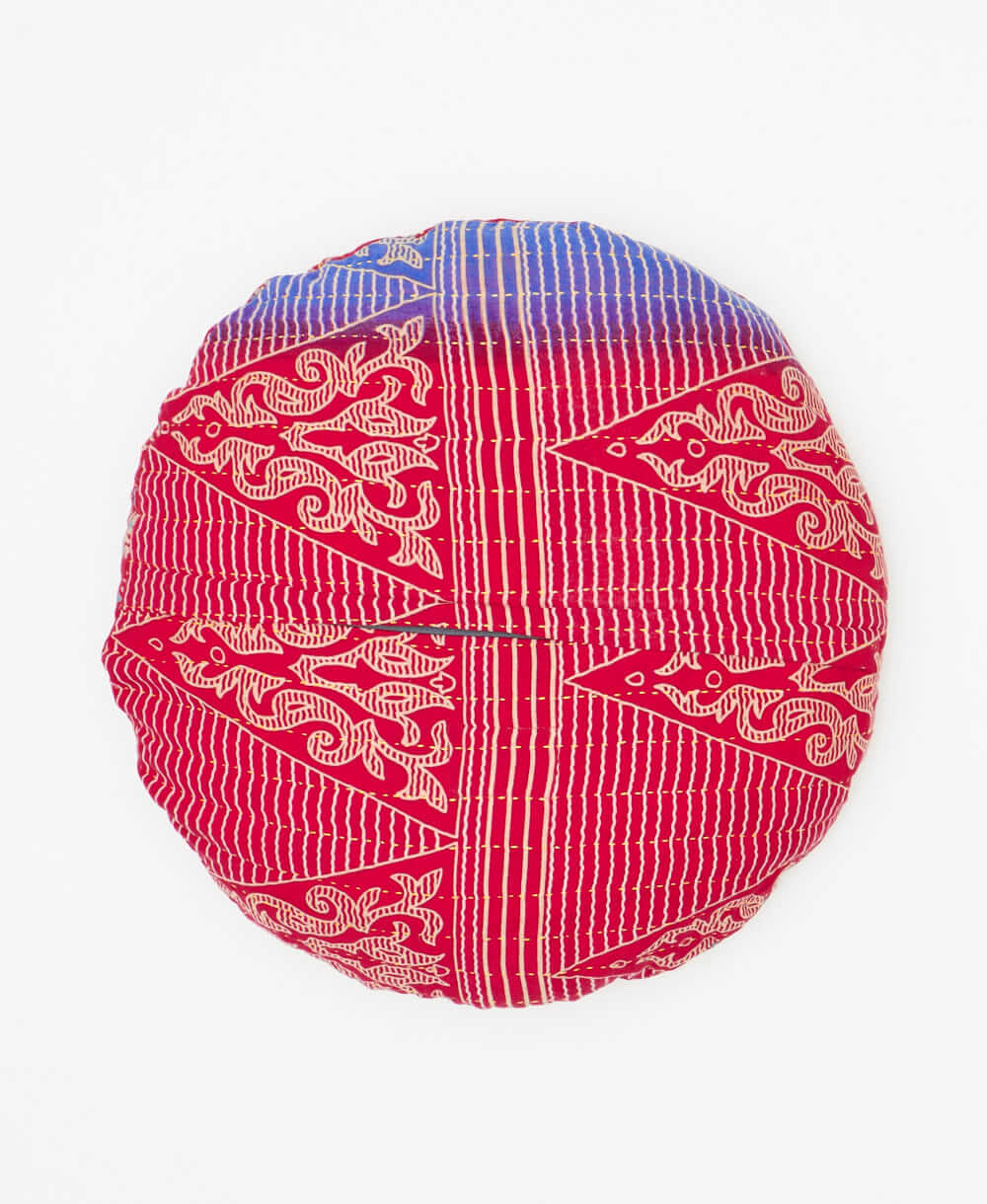 round throw pillow hand crafted by women in india 