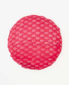 round throw pillow featuring a stamp print sustainably made 