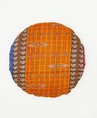 tangerine and paisley stripe artisan made round pillow