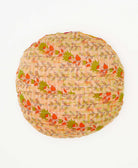 ethically made geometric round pillow made using repurposed fabrics 