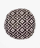 bold black and white ikat brint round throw pillow 