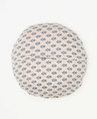 ethically made round throw pillow from printed repurposed cotton saris 