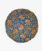 blue and brown floral artisan made round throw pillow 