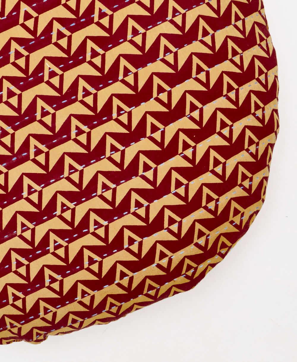 one-of-a-kind yellow nad red geometric circle pillow