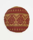 handmade brown and red geometric paisley round pillow