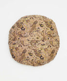 black and cream paisley round throw pillow handmade using vintage fabrics 