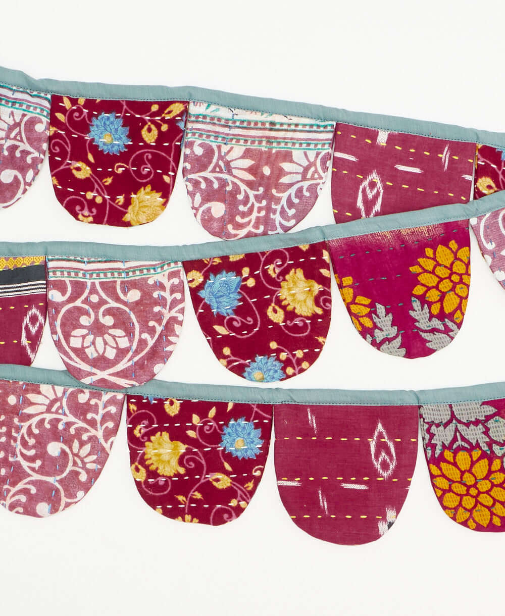 handmade burgundy floral scallop fabric garland