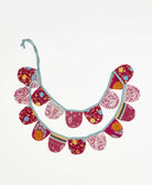 upcycled fabric garland with bold burgundy floral pattern by Anchal