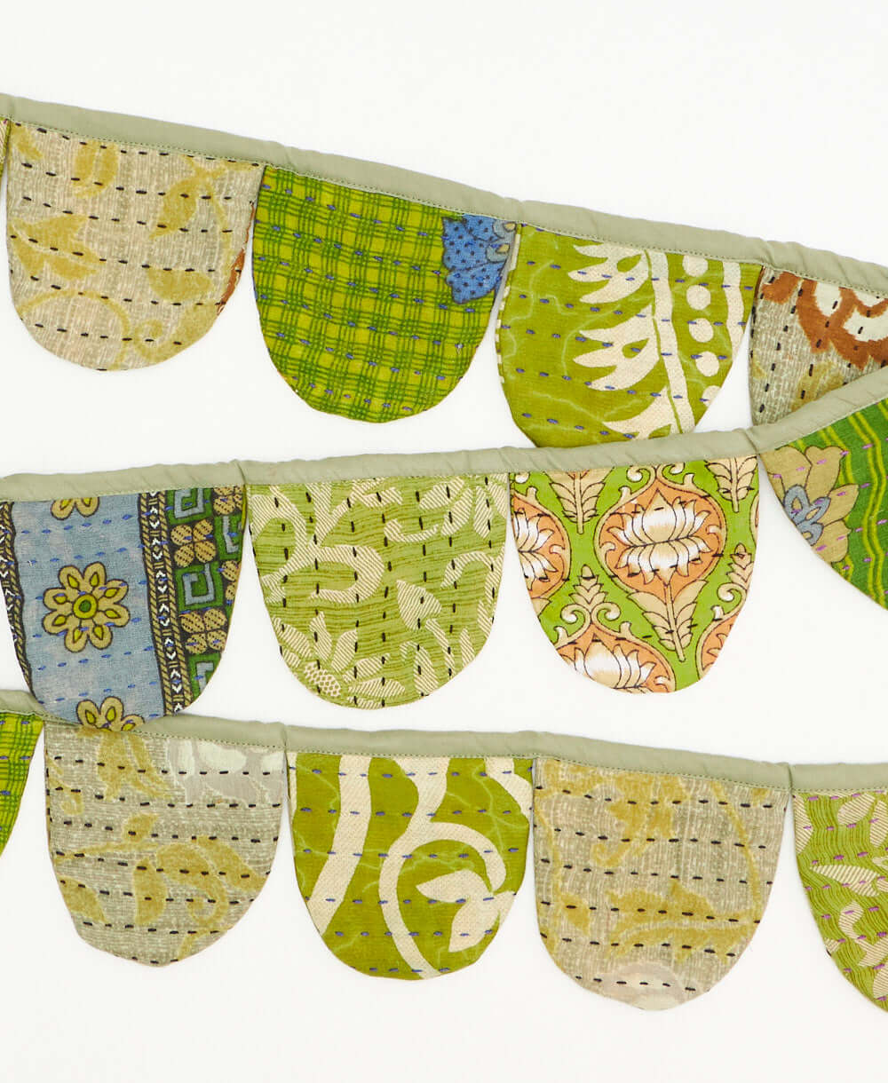 handmade green floral scallop fabric garland